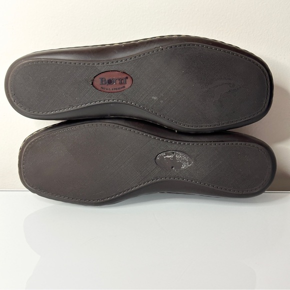 Born Vintage Tooled Leather Floral Ballet Flats 8 Brown - Picture 7 of 8